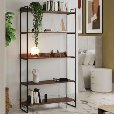 Imagem de Estante Industrial Multiuso Guaecá 180x95 Preto/Imbuia - ASTURIAS