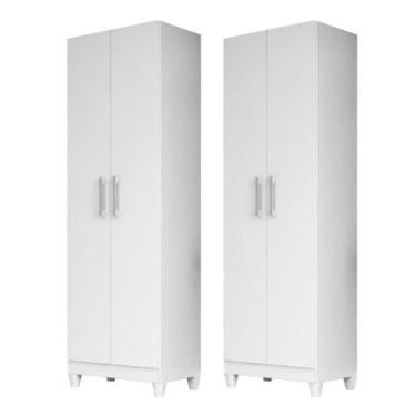 Imagem de Kit 2 Armários Organizador Multiuso Íris 2 Portas Branco - Moval, Bran
