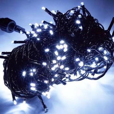 Imagem de Luz de Natal Cordão 100 Lâmpadas Led Branco C/ 20 Strobos Warm Fio Ver