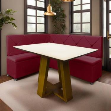 Imagem de Conjunto Canto Alemão com Bau para Bar Lanchonete Bordo 125x160cm SOFA