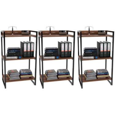 Imagem de Kit 03 Estantes com 3 Prateleiras Escritório Estilo Industrial Form C0