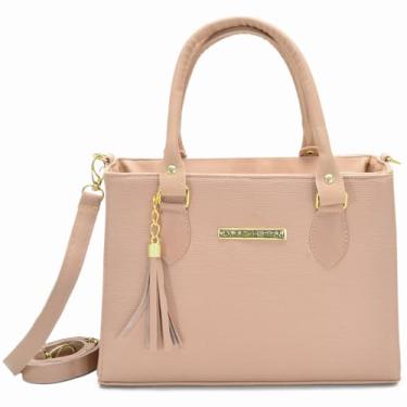 Imagem de Conjunto Bolsa e Carteira Feminina Lorena Daniela Comparini, Alça de Mão e Transversal, Bege