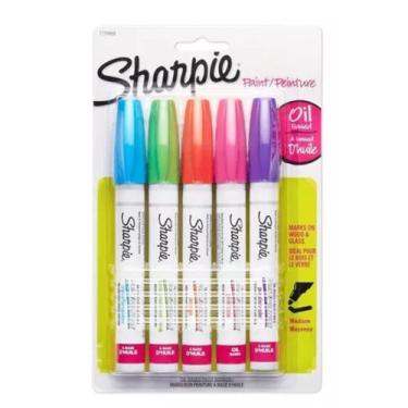 Imagem de Kit 5 Marcadores Permanentes Sharpie Base Óleo Cor Fashion