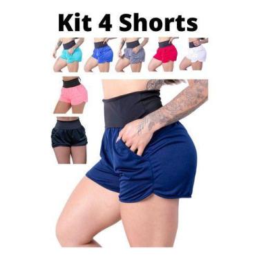 Imagem de Kit 4 Short Feminino Dry Fit Tecido Furadinho Seca Rápido - Fitmoda, P