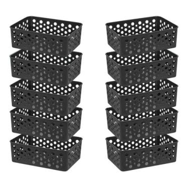 Imagem de Conjunto Kit 10 Cestos Moderno Organizador Decorativo Médio Closet Oti