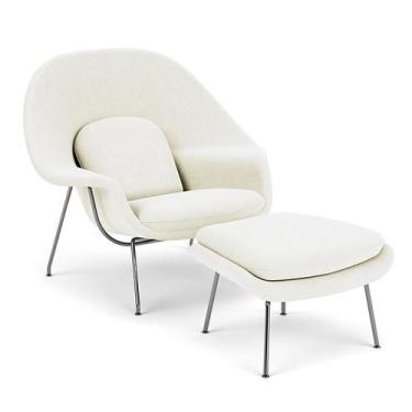 Imagem de Poltrona com Puff Womb Chair Base Cromada Veludo - Decorato Móveis, Br