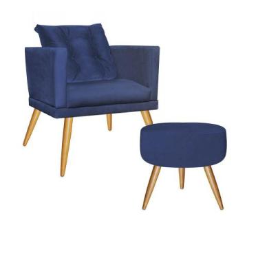 Imagem de Kit Poltrona Com Almofada e Puff Lucia Confort Sala Recepção Escritóri