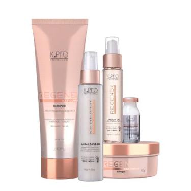 Imagem de Kit K.Pro Profissional Regenér Shampoo Máscara Leave-in Oil Ampola (5 