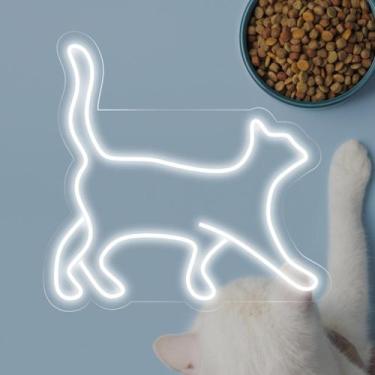 Imagem de Painel Neon Led Cat Gato Decoração Pet Shop Amante de Animal - letreir