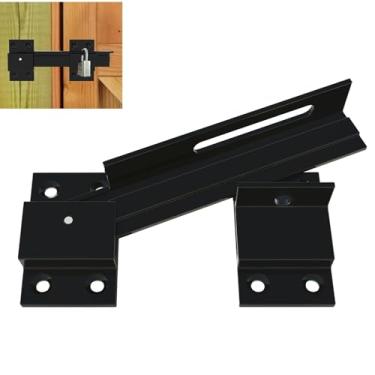 Imagem de VANROUG Trava de porta flip com orifício de cadeado, liga de alumínio ajustável, fechadura de porta de celeiro, trava de porta para portão externo, porta de celeiro, galpão, garagem, quintal (1)