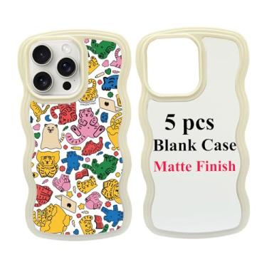 Imagem de JUSTRY 5 peças de capa de telefone em branco sublimação capa de telefone impressa em branco compatível com iPhone 14 Pro Max, 6,7 polegadas, capa protetora de borracha DIY prensa térmica + inserção