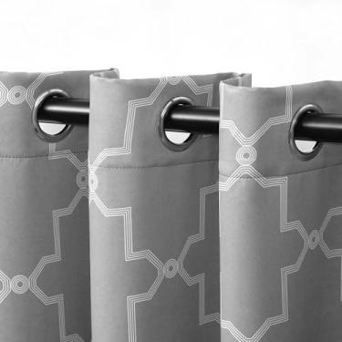 Imagem de SUPERIOR Cortinas blackout de 2 painéis de treliça imperial (132 x 163) - prata