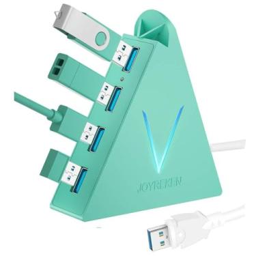 Imagem de JoyReken Hub USB 3.0, torre de hub USB de 4 portas, cabo divisor USB de 60 cm para PC, Xbox One, PS4, PS5, iMac, Surface Pro, XPS, laptop, desktop, pen drive, HDD móvel (verde)