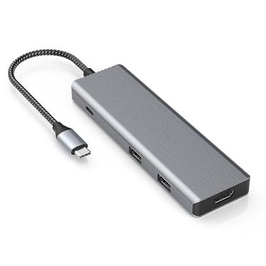 Imagem de SUTOUG Estação de ancoragem, adaptador multiportas USB C Hub com 4K HDMI, 2 USB 3.0, 2 USB 2.0, tipo C, SD/TF, áudio, para MacBook Pro/Air/iMac/Chromebook/Pixelbook