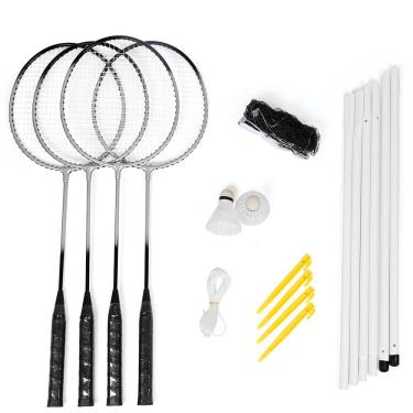 Imagem de Kit Badminton Hyper Lazer Completo com 04 Raquetes 02 Petecas Rede e Postes