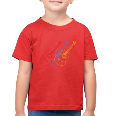 Imagem de Camiseta Algodão Infantil Violão Cores - Foca na Moda, Vermelho, 2