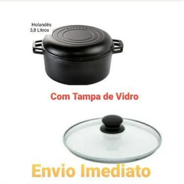 Imagem de Panela Duo Ferro Caçarola/ Frigideira 24cm  Com Tampa Vidro - Santana