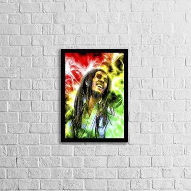 Imagem de Quadro Bob Marley Colorido 33x24cm - com vidro - Quadros On-line, Made