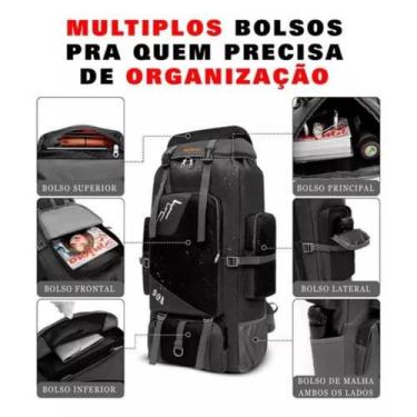 Imagem de Mochila Cargueira Camp 90 Litros Resistente A Água Reforçada - OEM, Ve