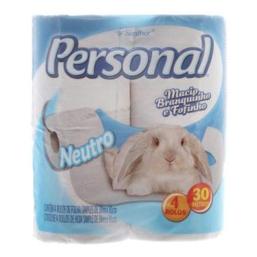 Imagem de Papel Higiênico Personal Folha Simples Pacote com 4 Rolos