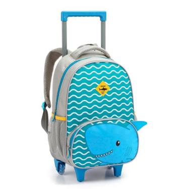 Imagem de Mochila Escolar 16'' Com Rodinha Zoop Tubarão Azul Mochila Com Carrinh