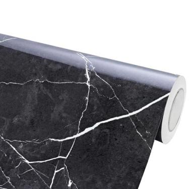 Imagem de Papel de Parede Mármore Nero Marquina Preto Branco Vinil Adesivo Laváv