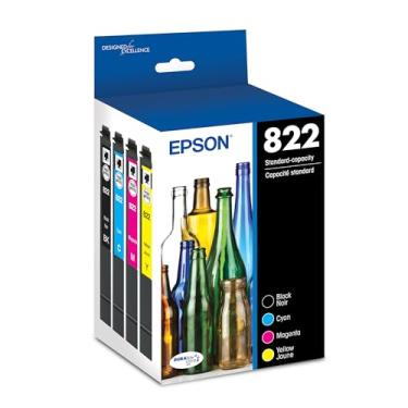 Imagem de EPSON T822 DURABrite Ultra tinta padrão de capacidade preta e colorida - pacote combo de cartucho (T822120-BCS) para impressoras Epson Workforce Pro selecionadas