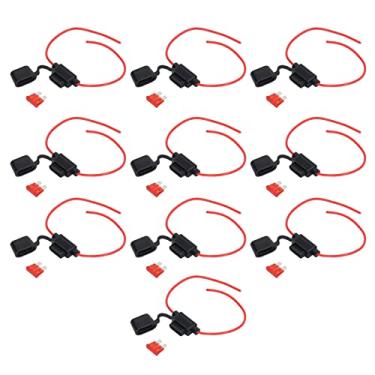 Imagem de Conjunto de 10 Conjuntos de Suporte para Espoleta Em Linha Fuze Em Linha Com Suporte para Espoleta Conjunto de 30A 32V Lâmina Automotiva Resistente Ao (18AWG, 10A)