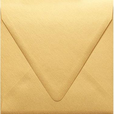 Imagem de Envelopes com aba de contorno quadrado de 16,5 cm x 16,5 cm – ouro metálico (250 unidades) | Perfeito para convites, anúncios, cartões de felicitações, fotos | 1855-07-250