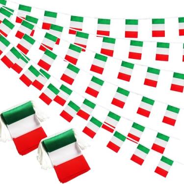 Imagem de Bandeiras italianas pequenas pequenas bandeiras de faixa de 1,8 m e 60 bandeiras em miniatura bandeiras da Itália bandeiras para inauguração, festival olímpico, decorações de celebração esportiva de
