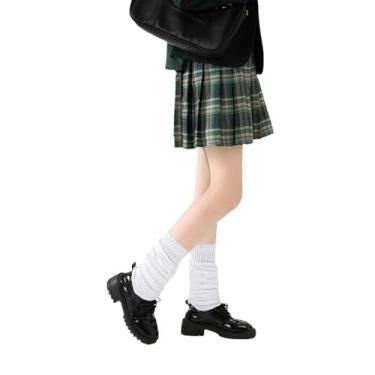 Imagem de chanstore Meias japonesas respiráveis de malha de cano alto, meias brancas minimalistas femininas - brancas - 100 cm