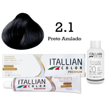 Imagem de Coloração 2.1 Preto Azulado + Oxi 20 Vol  Itallian Color