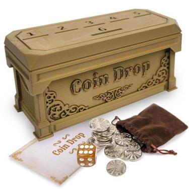 Imagem de Jogo Coin Drop, Penny Game com 30 moedas de metal, caixa de jogo chiqu