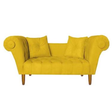 Imagem de Namoradeira Recamier Sofá Decorativo 02 Lugares Dubai Suede Amarelo - 