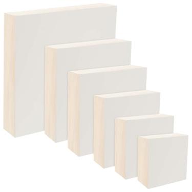Imagem de Placa Gesso Da Vinci Pro Resist-Grip com textura grossa, 6 quadrados de vários tamanhos, quadros de arte de 5 cm de profundidade para pintura, polímero acrílico branco com areia de quartzo, painel MDF