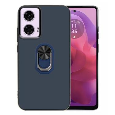 Imagem de Ranyi Capa para Motorola Moto E14 XT2421-12, capa ultrafina de TPU com suporte de anel giratório de 360 graus, capa de borracha de silicone flexível com absorção de choque para Moto G04 XT2421-2 e