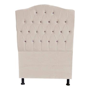 Imagem de Cabeceira De Cama Princesa Solteiro 90 Cm Botão Strass Suede Porcelana Do Lar Móveis
