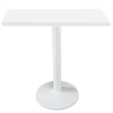 Imagem de Mesa Zeta Ferro Branco 75 cm (Alt) Disco Redondo Tampo MDP Quadrado 80 cm (Larg) x 2,50 cm Alt Branco