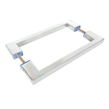 Imagem de Puxador De Porta Duplo Em Aço Inox 20cm Modelo Soft - DECORPLACE, Poli