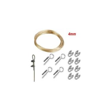 Imagem de Cabo Aço Encapado 4mm 40m C gancho E  clips - tineli