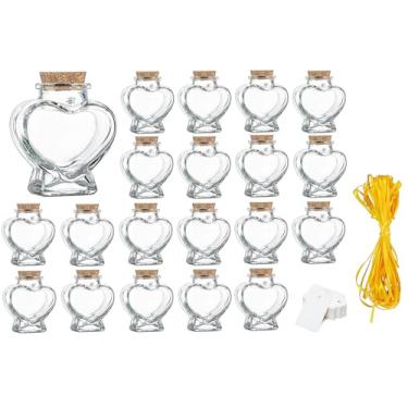 Imagem de WENDIN Mini Potes De Coração, Pequenos Potes De Vidro Em Forma De Coração Com Tampas De Cortiça, Potes De Doces, Capacidade De Aproximadamente 3 Onças, Lata De Presente Diy Para O Dia Dos Namorados,