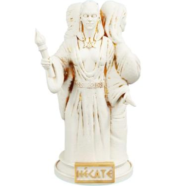 Imagem de Estátua Hecate Deusa Tríplice Grega Perseia da Bruxaria Divino Feminino (Cor Mármore Dourado)