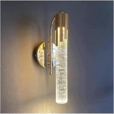 Imagem de Luminária de parede LED de cristal cilíndrica transparente colorida de 13,4 polegadas para quarto, corredor, escadas, cabeceira