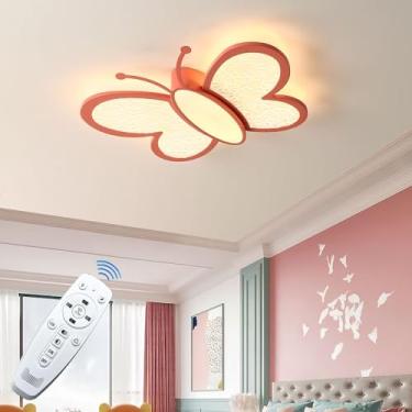 Imagem de MDJYGB Luminária De Teto Led Regulável Com Controle Remoto 50W Luminária Moderna De Teto Borboleta Rosa Para Meninas, Quarto De Bebê, Quarto De Criança, Berçário