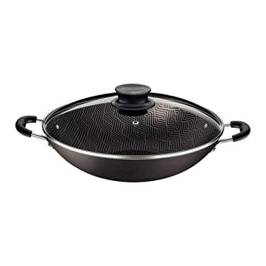 Imagem de Wok Tramontina Paris em Alumínio com Revestimento Interno e Externo em Antiaderente Starflon Max Chumbo com Tampa de Vidro 32 cm 4,4 L