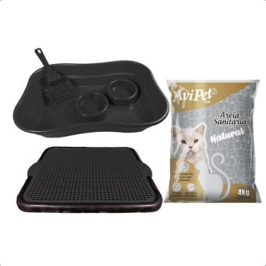 Imagem de Kit Gato Completo Bandeja Sanitária+Areia Natural Tradicional 4kg - Av