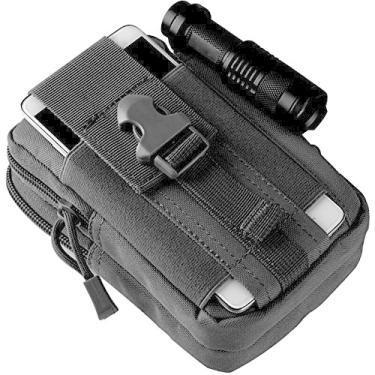 Imagem de Bolsa tática Molle - EDC Utility Gadget Bolsa de Cintura - Camping Caminhada Outdoor Gear - Suporte de Coldre para Celular - Preto