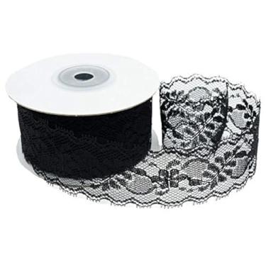 Imagem de Fita de renda preta delicada, 1,5" (35 mm) x 10 jardas, casamento nupcial com acabamento de renda floral, tampos de mesa, caixas de cartão, presente, costura, chá de bebê