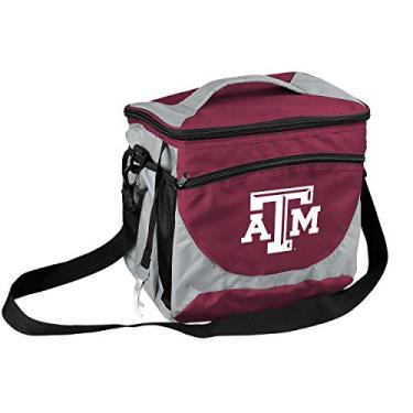 Imagem de Logotipo Brands NCAA Texas A&M Aggies 24-Can Cooler isolado com logotipo bordado, abridor de garrafa e bolso frontal de armazenamento seco – Unissex adulto, tamanho único, cor do time, à prova de