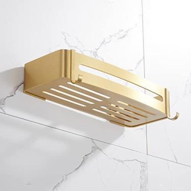 Imagem de Prateleira Divisora De Banheiro Prateleira De Banheiro Prateleira De Canto Montada Na Parede Saboneteira De Banheiro De Alumínio Dourado Escovado Prateleira De Chuveiro De Ban, Brushed Gold 4